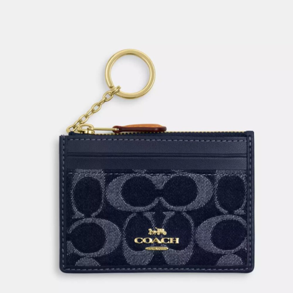 Coach Mini Skinny Id Case In Signature Denim
